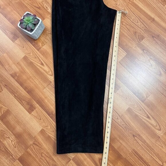 Vintage Eaton 1 Genuine Suede Pants Pleated Front Sz 10 14 Black - Picture 9 of 9